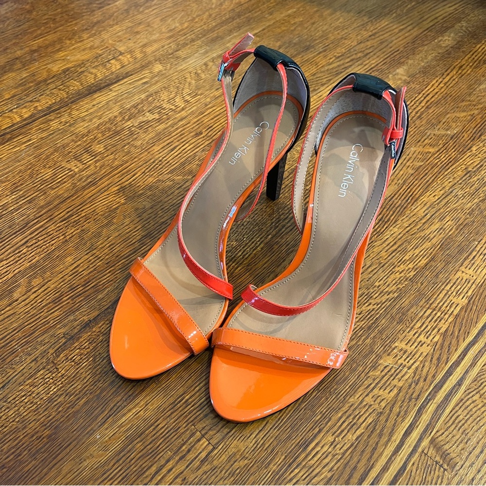 🧡Calvin Klein Narella Orange Patent Stilettos - Picture 3 of 12